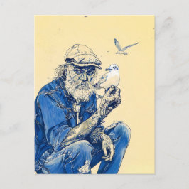 Sailor Sitting Calmly Surrounded By Several Birds ポストカード