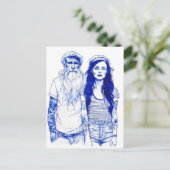 Sailor Standing Beside Tattooed Woman In Portrait ポストカード (スタンド正面)