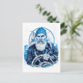 Sailor Steering Ship Wheel In Maritime Setting ポストカード (スタンド正面)