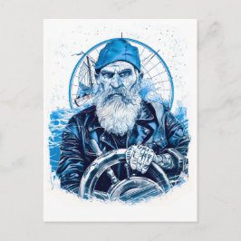 Sailor Steering Ship Wheel In Maritime Setting ポストカード
