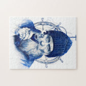 Sailor Steering Wooden Ship Wheel With Pipe ジグソーパズル (横)