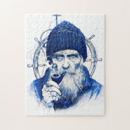 Sailor Steering Wooden Ship Wheel With Pipe ジグソーパズル