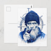 Sailor Steering Wooden Ship Wheel With Pipe ポストカード (正面/裏面)