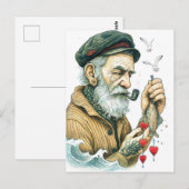 Sailor with Pipe and small hearts ポストカード (正面/裏面)