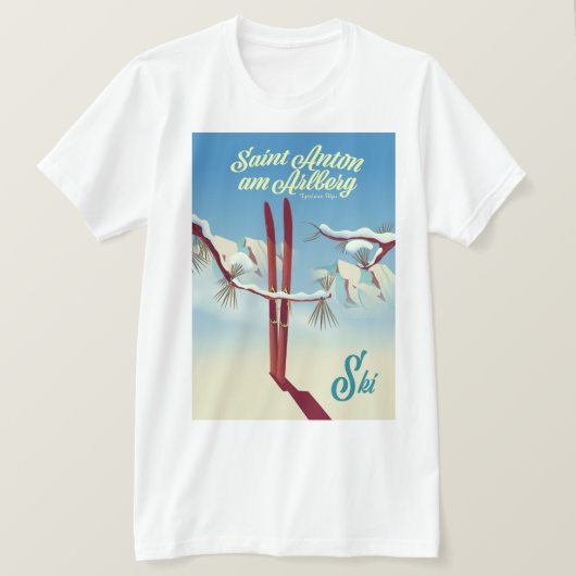 Saint Anton am Arlberg, Tyrolean Alps,オーストリアスキー Tシャツ (デザイン正面)