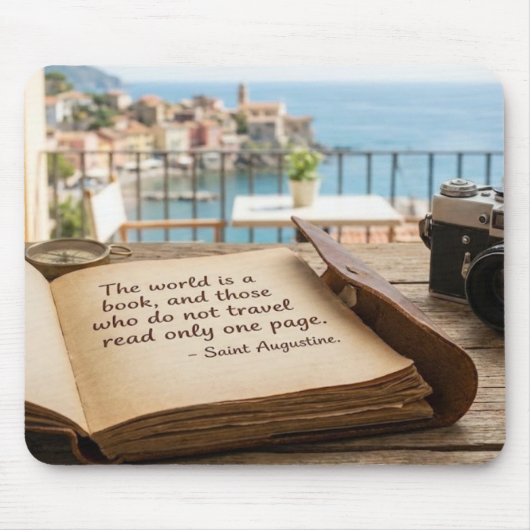 Saint Augustine Travel Quote Vintage Book Mousepad マウスパッド (正面)