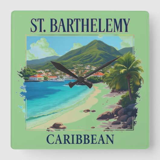 Saint-Barthélemy スクエア壁時計 (正面)