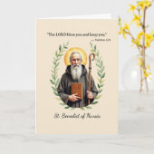 Saint Benedict of Nursia God's Peace and Blessings カード (黄色い花)