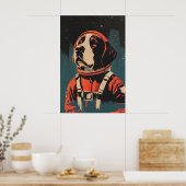 Saint Bernard Astronaut Poster, St Bernard Retro ポスター (キッチン)