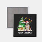 Saint Bernard Christmas Lights Tree Santa Xmas Paj マグネット (正面/裏面)