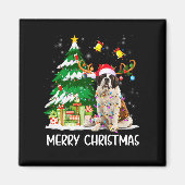 Saint Bernard Christmas Lights Tree Santa Xmas Paj マグネット (正面)