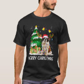 Saint Bernard Christmas Lights Tree Santa Xmas Paj Tシャツ (正面)