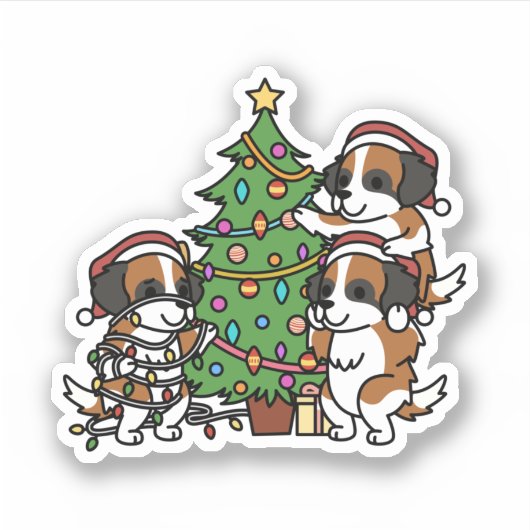 Saint Bernard Christmas Tree シール (正面)