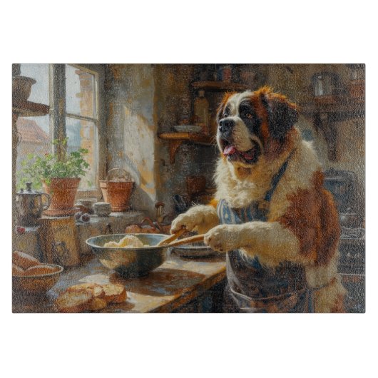 Saint Bernard Cooking in Kitchen カッティングボード (正面)