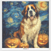 Saint Bernard Cute Dog Halloween Jack O Lantern Pu シール (シート)