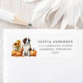 Saint Bernard Dog Autumn Return Address ラベル (インサイチュ)