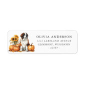 Saint Bernard Dog Autumn Return Address ラベル (正面)