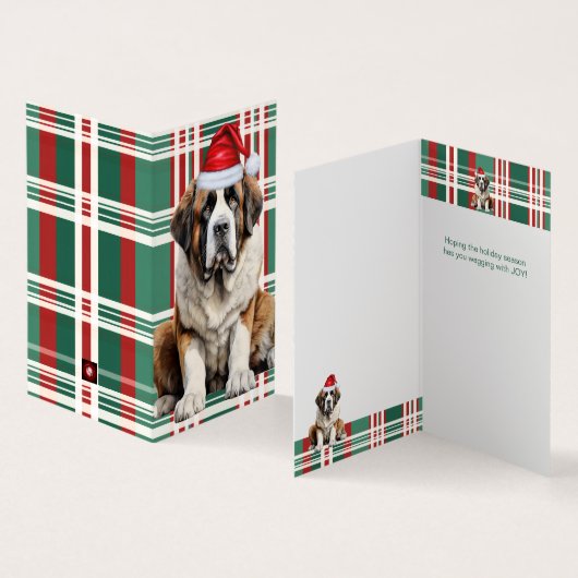 Saint Bernard Dog Holiday Plaid Christmas (内部&外部)