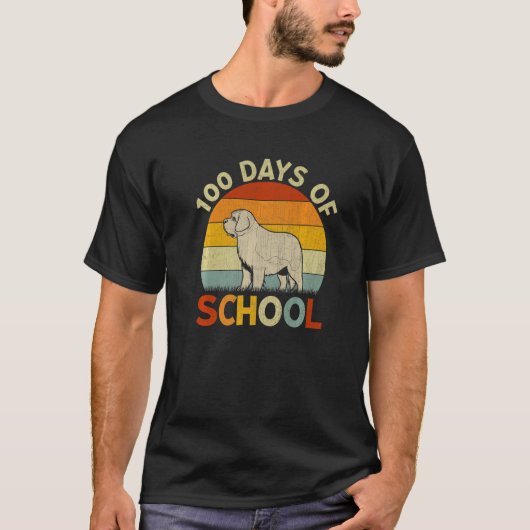 Saint Bernard Dog Retro Girls Teachers 100th Day o Tシャツ (正面)