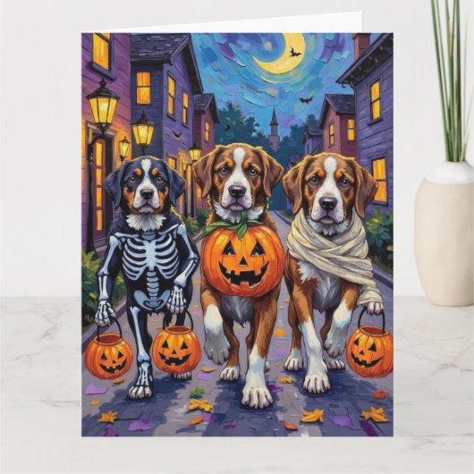 Saint Bernard Dogs in Halloween Costumes カード (正面)