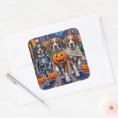 Saint Bernard Dogs in Halloween Costumes スクエアシール (封筒)