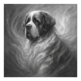 Saint Bernard GeoRealism Portrait – Gentle Guardia フォトプリント