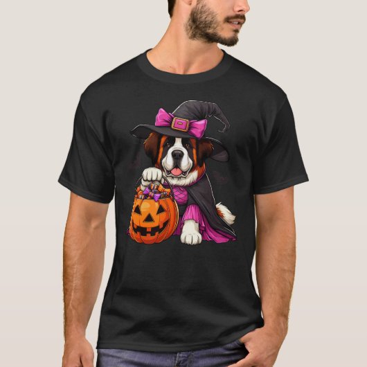 Saint Bernard Halloween Witches Costume For Lover  Tシャツ (正面)
