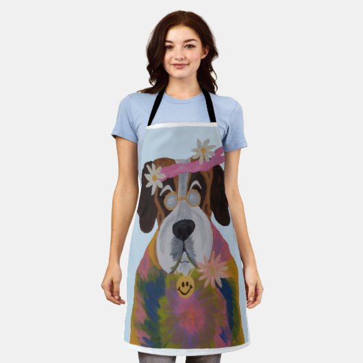 Saint Bernard Hippie エプロン (着用した状態)