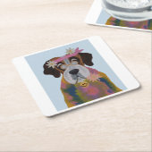 Saint Bernard Hippie スクエアペーパーコースター (アングル)