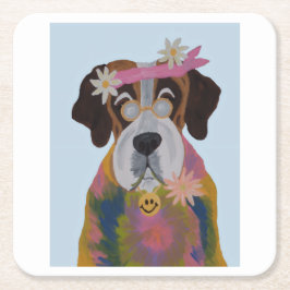 Saint Bernard Hippie スクエアペーパーコースター
