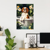 Saint Bernard In Bathtub Poster, Funny Dog Poster ポスター (ホームオフィス)