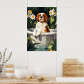 Saint Bernard In Bathtub Poster, Funny Dog Poster ポスター (キッチン)
