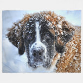 SAINT BERNARD in the SNOW フリースブランケット (正面(横))