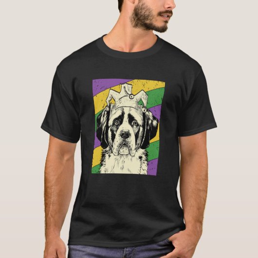 Saint Bernard Jester Mardi Gras Dog Mom or Dad Tシャツ (正面)