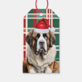 Saint Bernard Red Green Plaid Dog Lover Christmas ギフトタグ (正面)