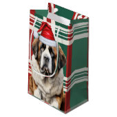 Saint Bernard Santa Dog Holiday Plaid Christmas スモールペーパーバッグ (裏面アングル)