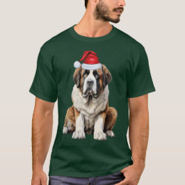 Saint Bernard Santa Dog Lover Funny Christmas Tシャツ