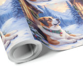 Saint Bernard Snowy Mountain Lodge Christmas Dog ラッピングペーパー (ロールコーナー)
