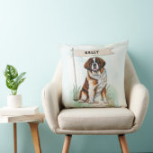 Saint Bernard Watercolor Personalized Dog クッション (椅子)
