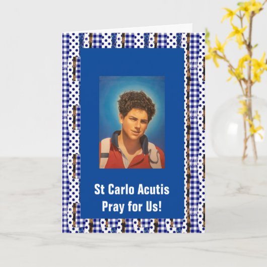 Saint Carlo Acutis Folded Greeting Card カード (黄色い花)