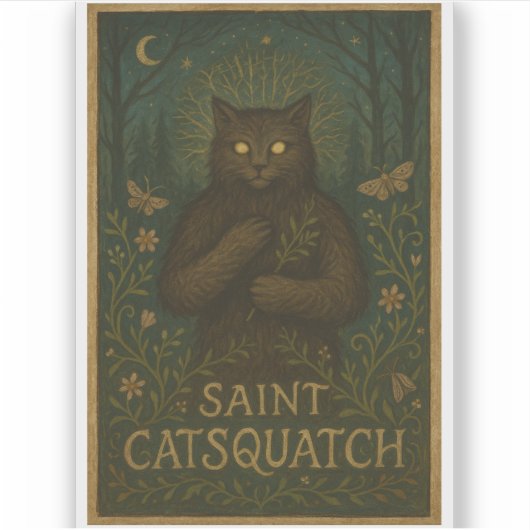 Saint Catsquatch Sticker WV Cryptid Sasquatch シール (正面)
