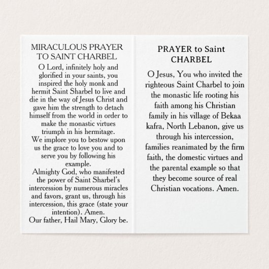 Saint Charbel Prayer Card (内部フラット)
