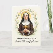 Saint Clare of Assisi Feast Day Blessings Floral カード (正面)