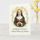 Saint Clare of Assisi Feast Day Blessings Floral カード (黄色い花)
