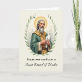Saint David of Wales Feast Day Blessings Watercolo カード (正面)