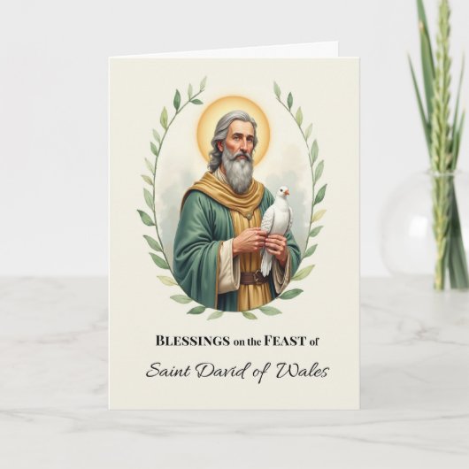 Saint David of Wales Feast Day Blessings Watercolo カード (正面)