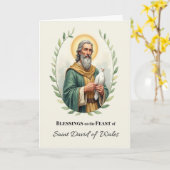 Saint David of Wales Feast Day Blessings Watercolo カード (黄色い花)