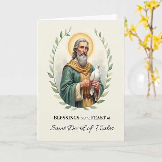 Saint David of Wales Feast Day Blessings Watercolo カード (黄色い花)