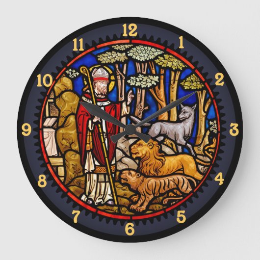 Saint Francis Blessing Beasts Wall Clock ラージ壁時計 (正面)