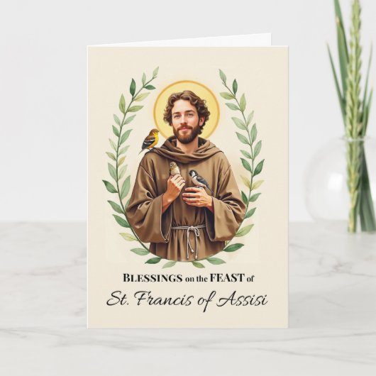 Saint Francis of Assisi Feast Day Blessings Leafy  カード (正面)